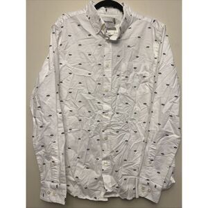 Goodfellow men's button up casual‎ shirt, large, white sailboat NWT